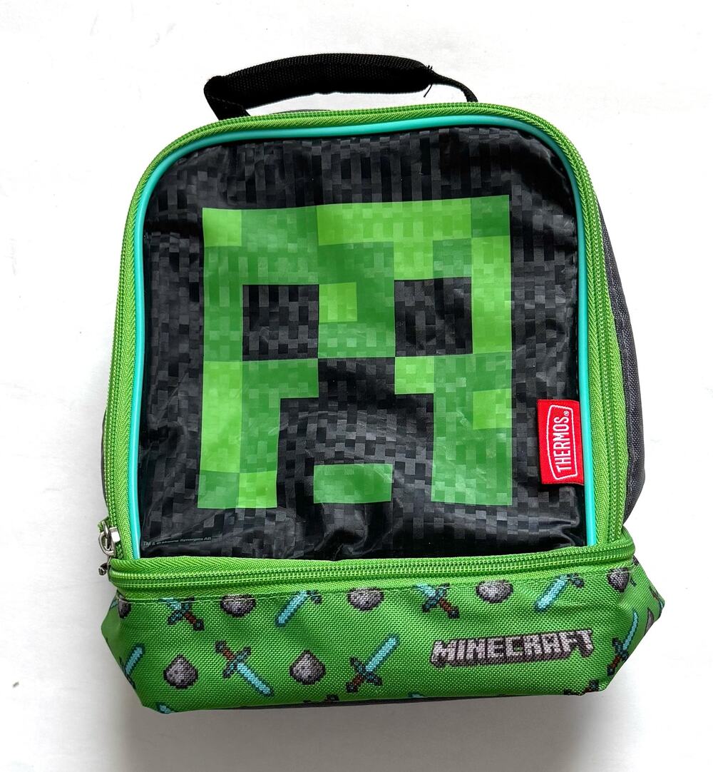Thermos Minecraft Insulated Lunch Bag Lunch Box Green Black NEW
